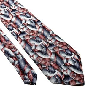 Barrington Silk Tie Gray Reddish Brown Wide‎ Abstract Print
